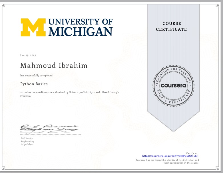Python Basics - University of Michigan